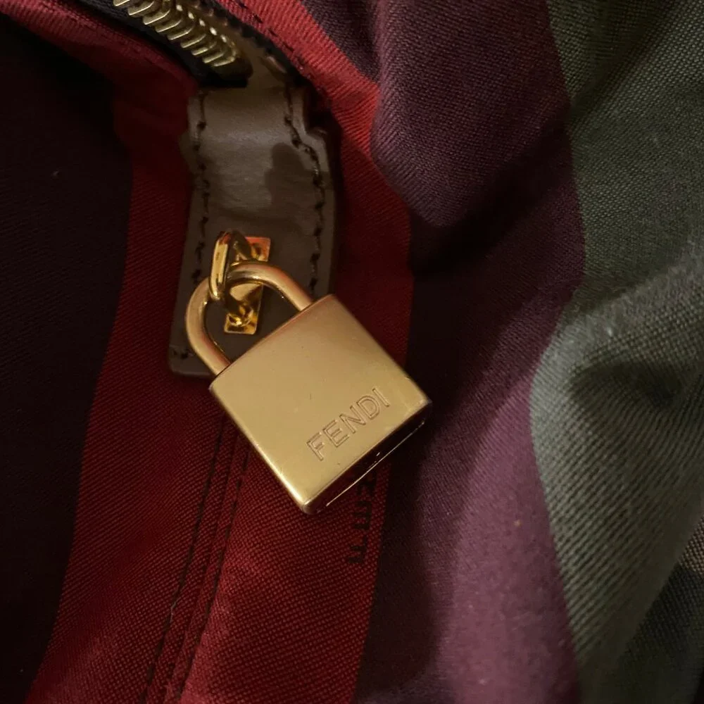 Fendi Pequin Multicolor Striped Tobacco Tote